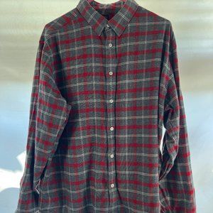 UNTUCKit Mens Flannel Shirt Size XL, Gray w/ Red & White Plaid